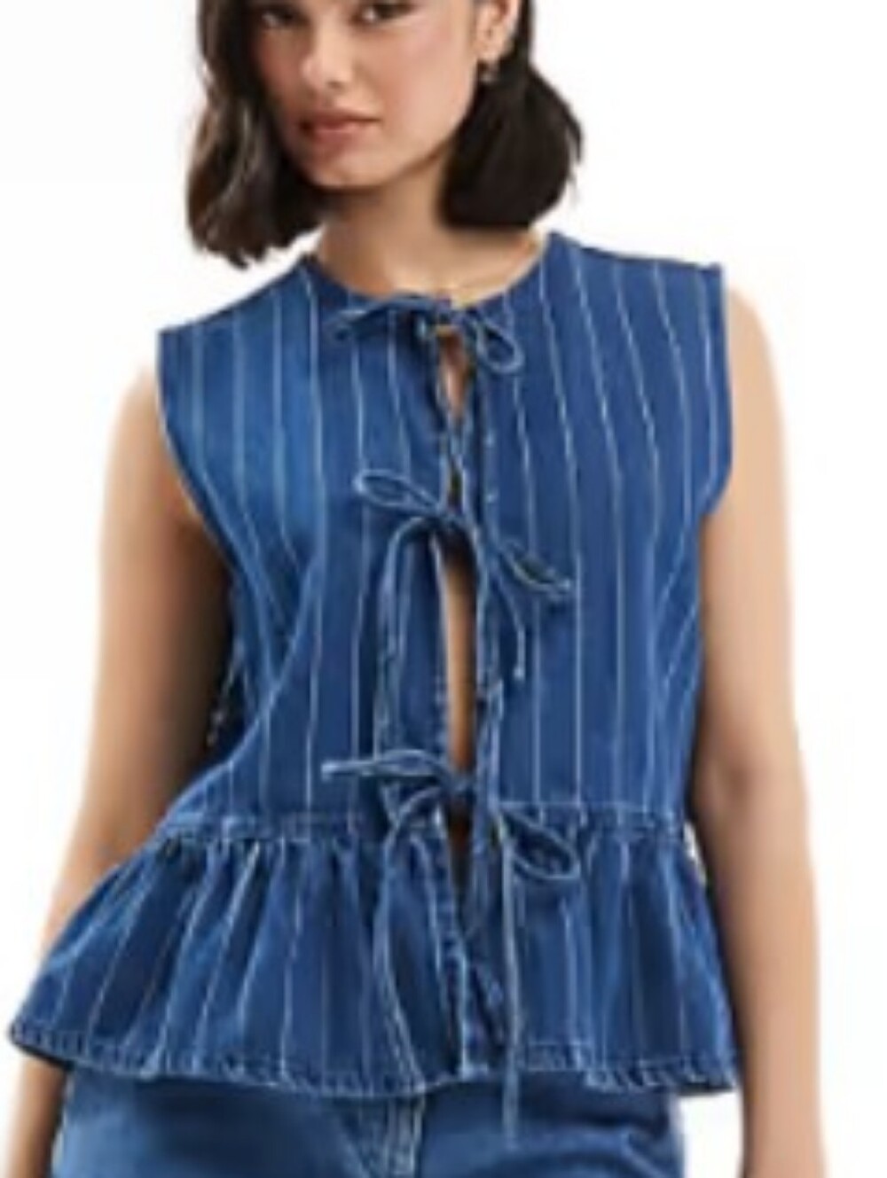 Klesis Denim Tie Front Top Sz M